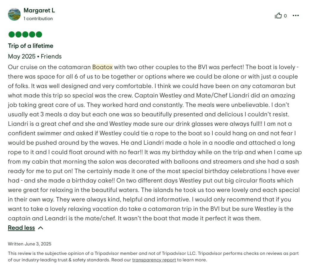 Boatox guest review