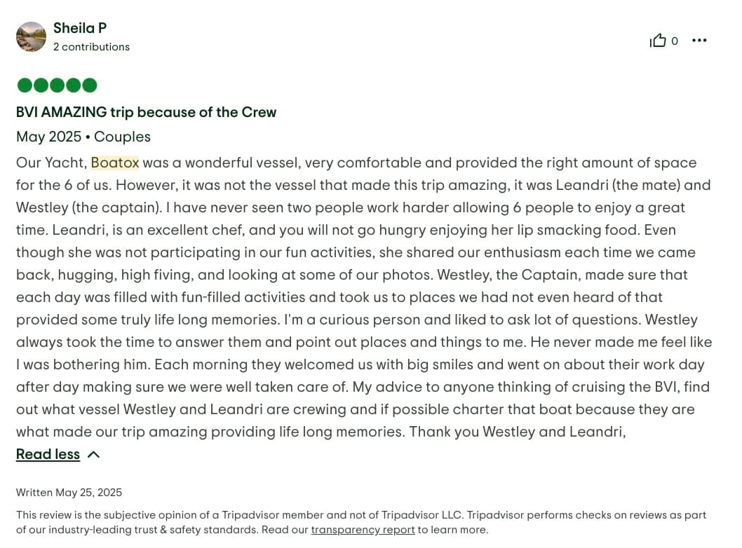 Boatox guest review