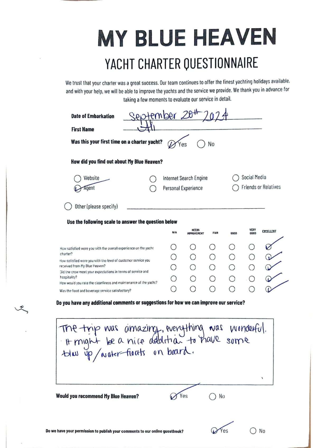 My Blue heaven guest review