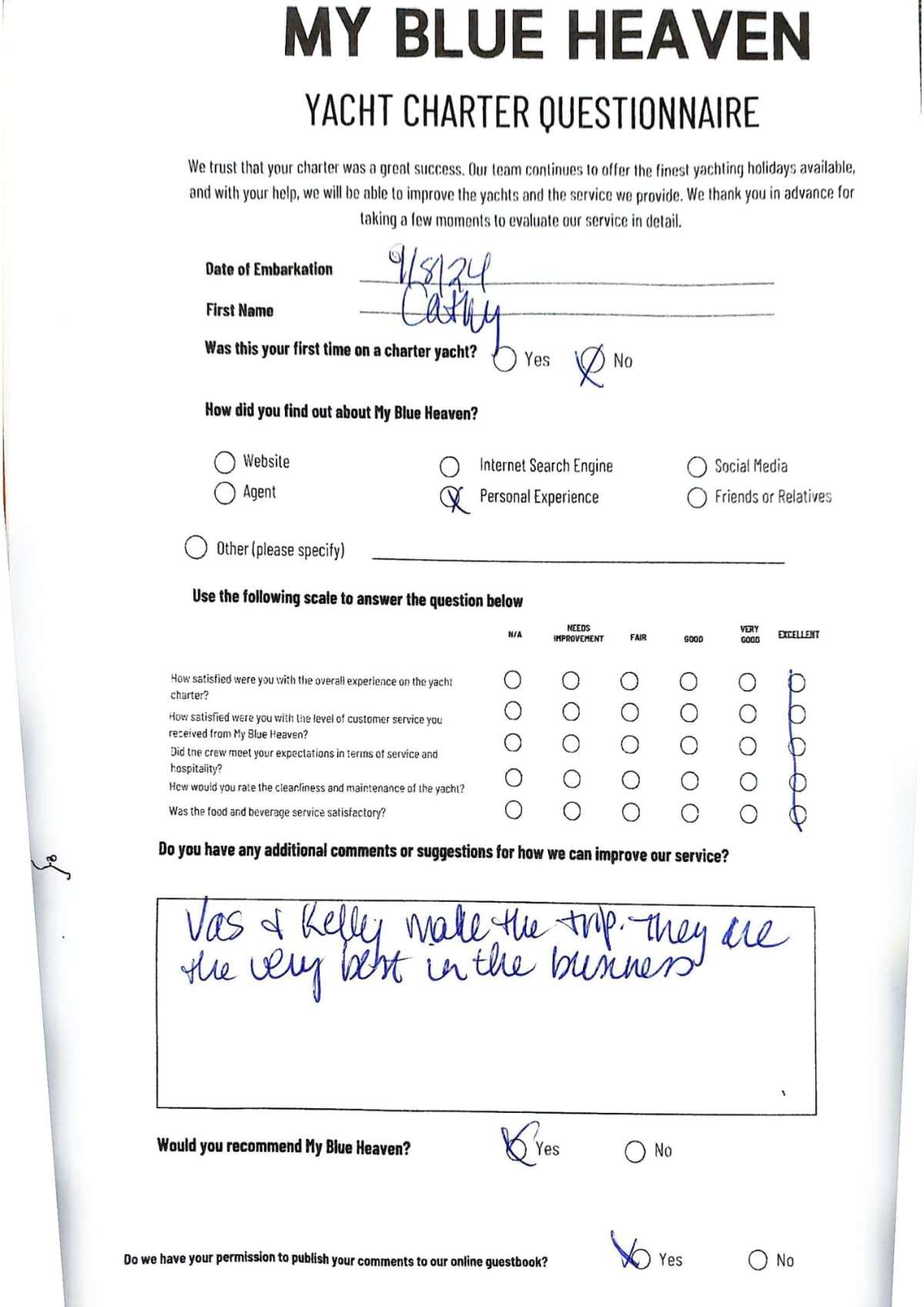 My Blue heaven guest review