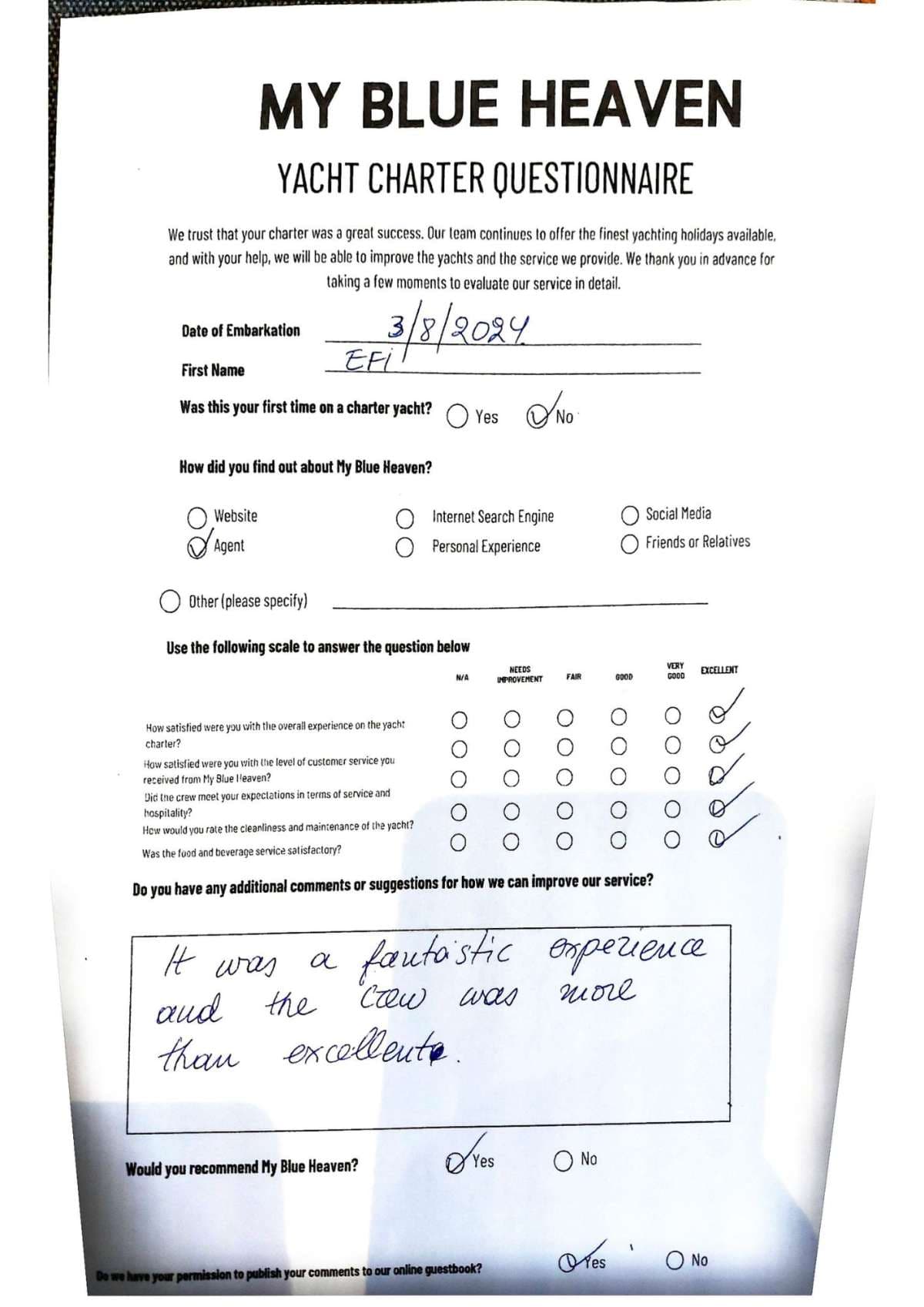 My Blue heaven guest review