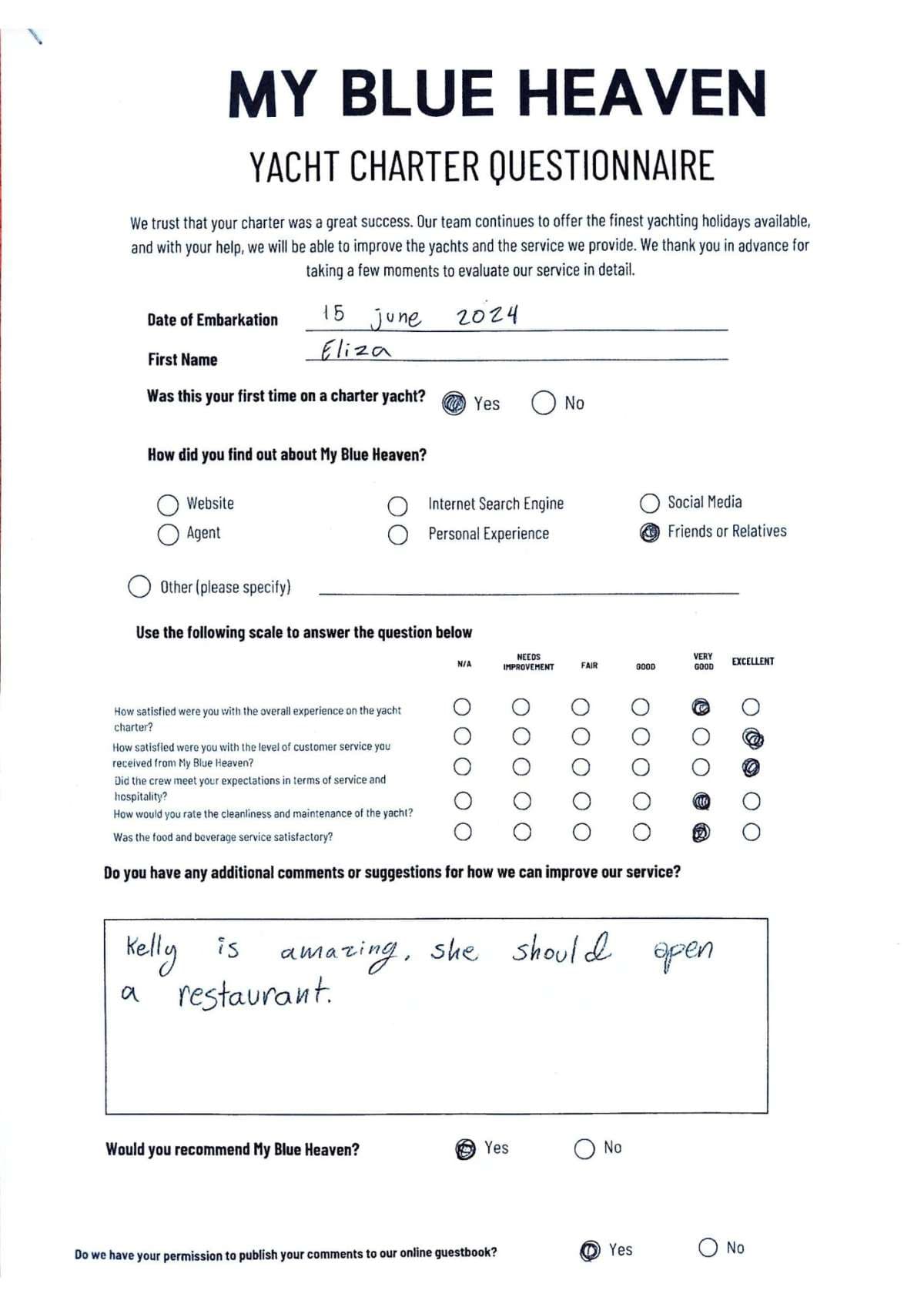 My Blue heaven guest review