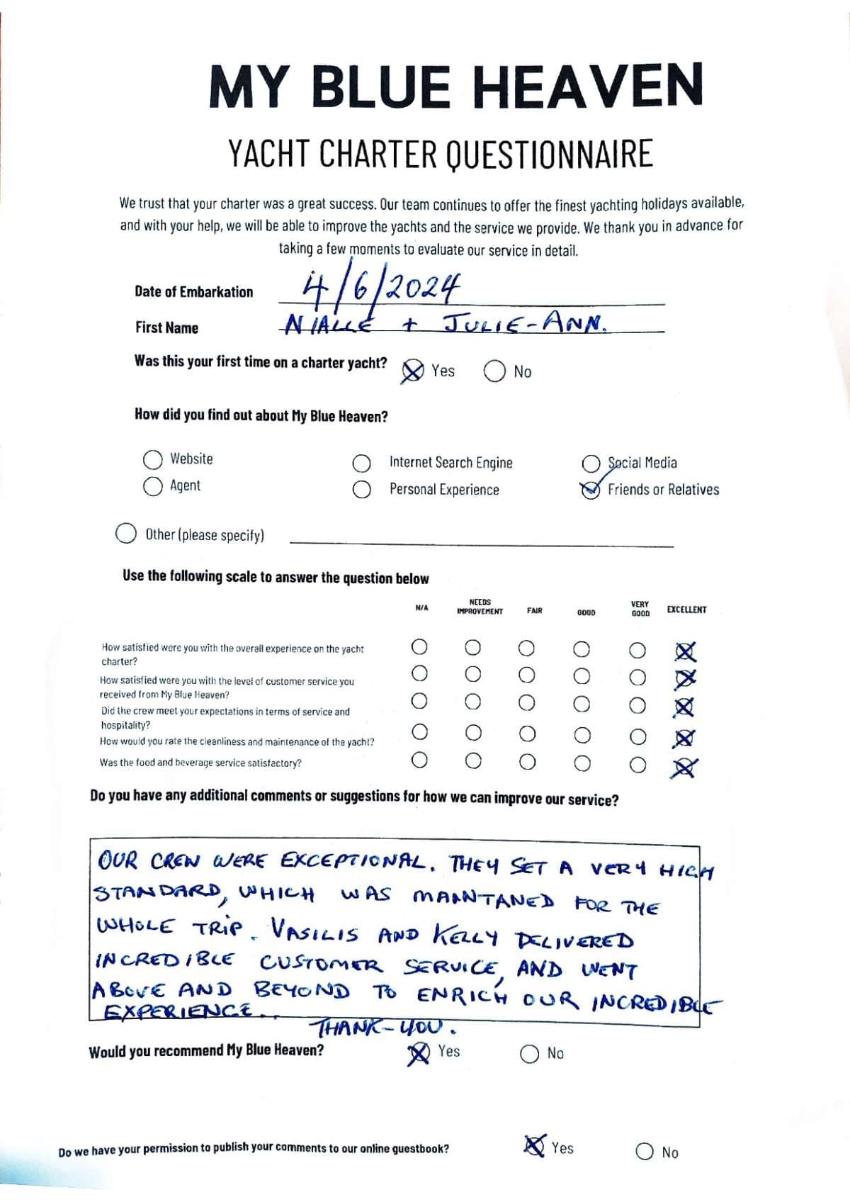 My Blue heaven guest review