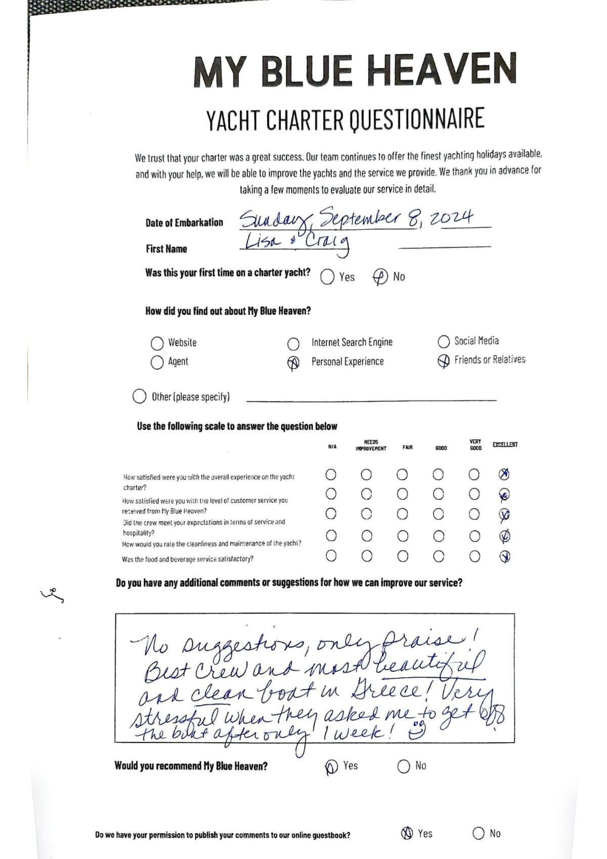 My Blue heaven guest review