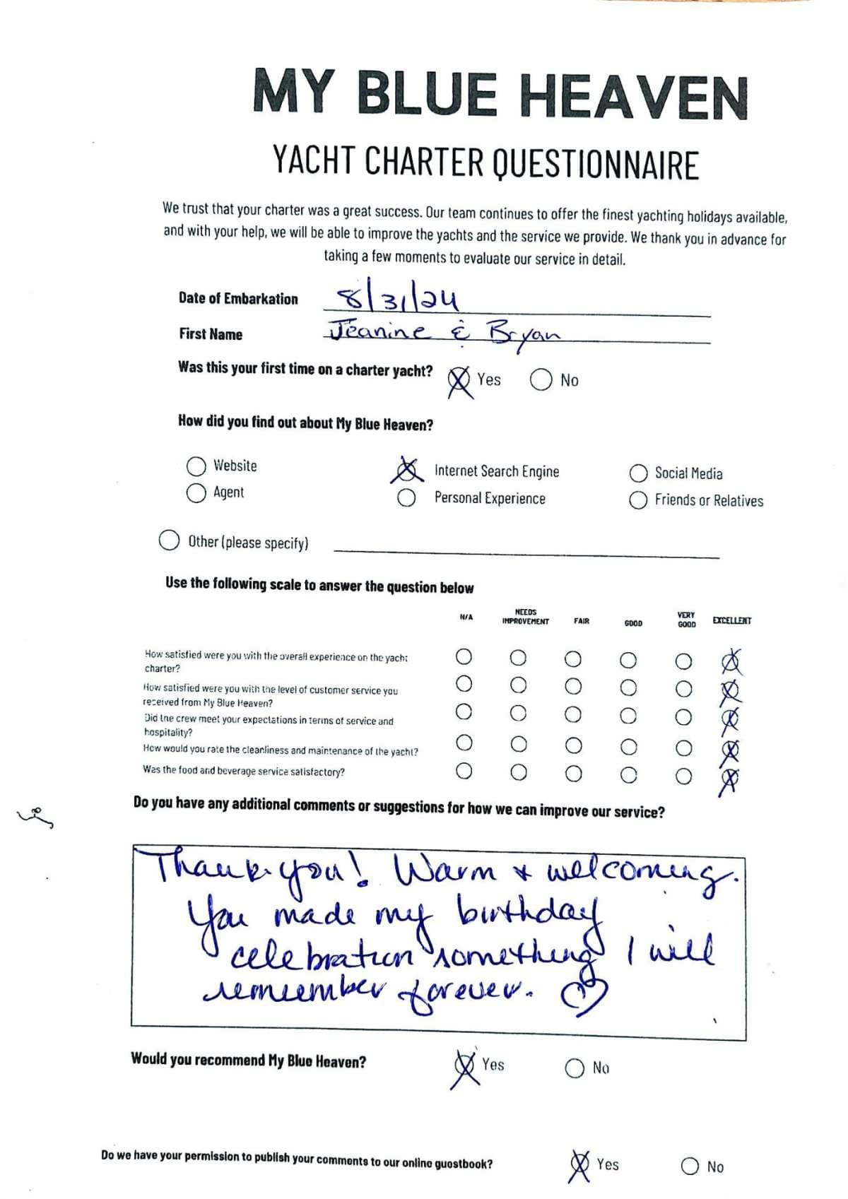 My Blue heaven guest review