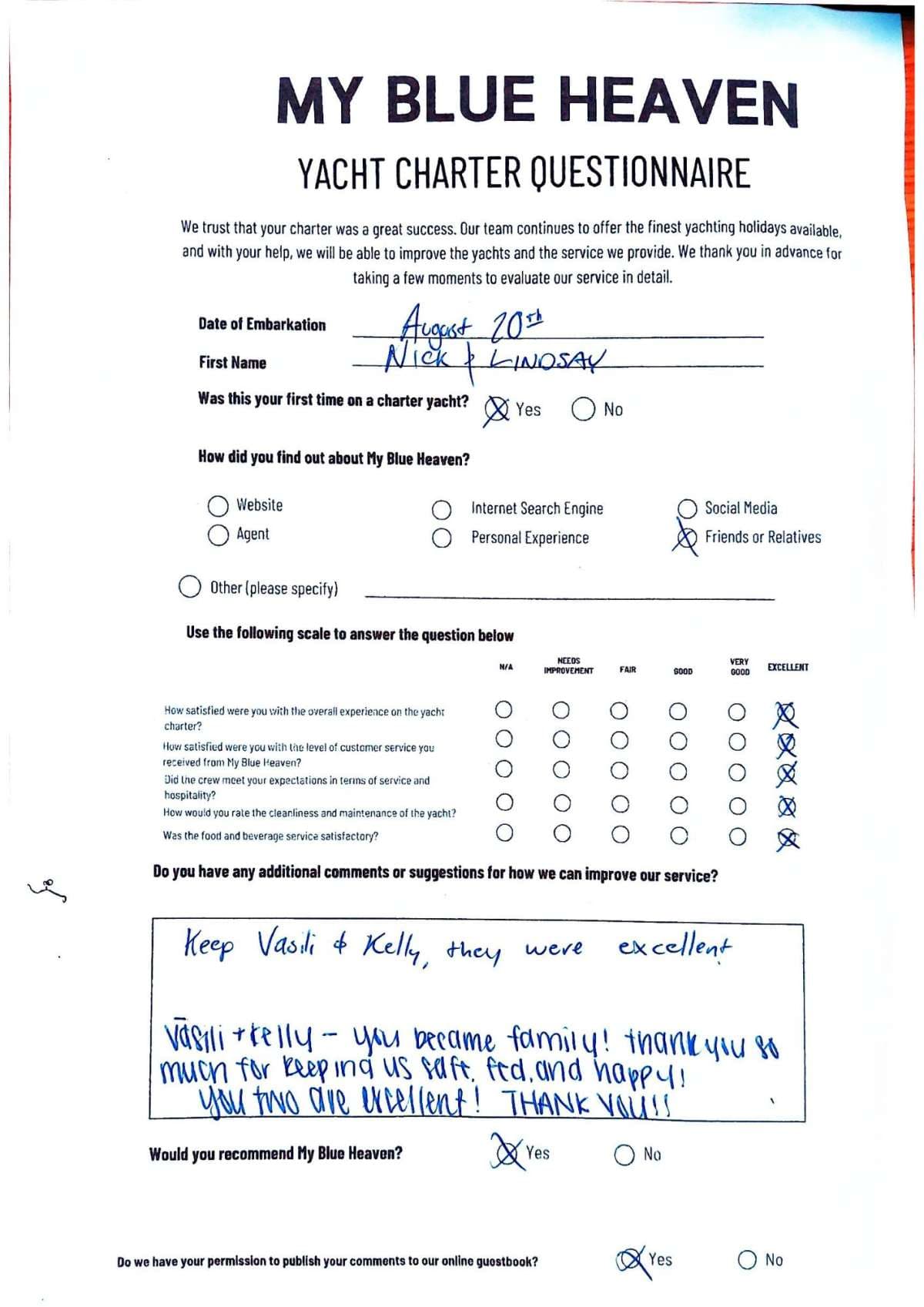 My Blue heaven guest review