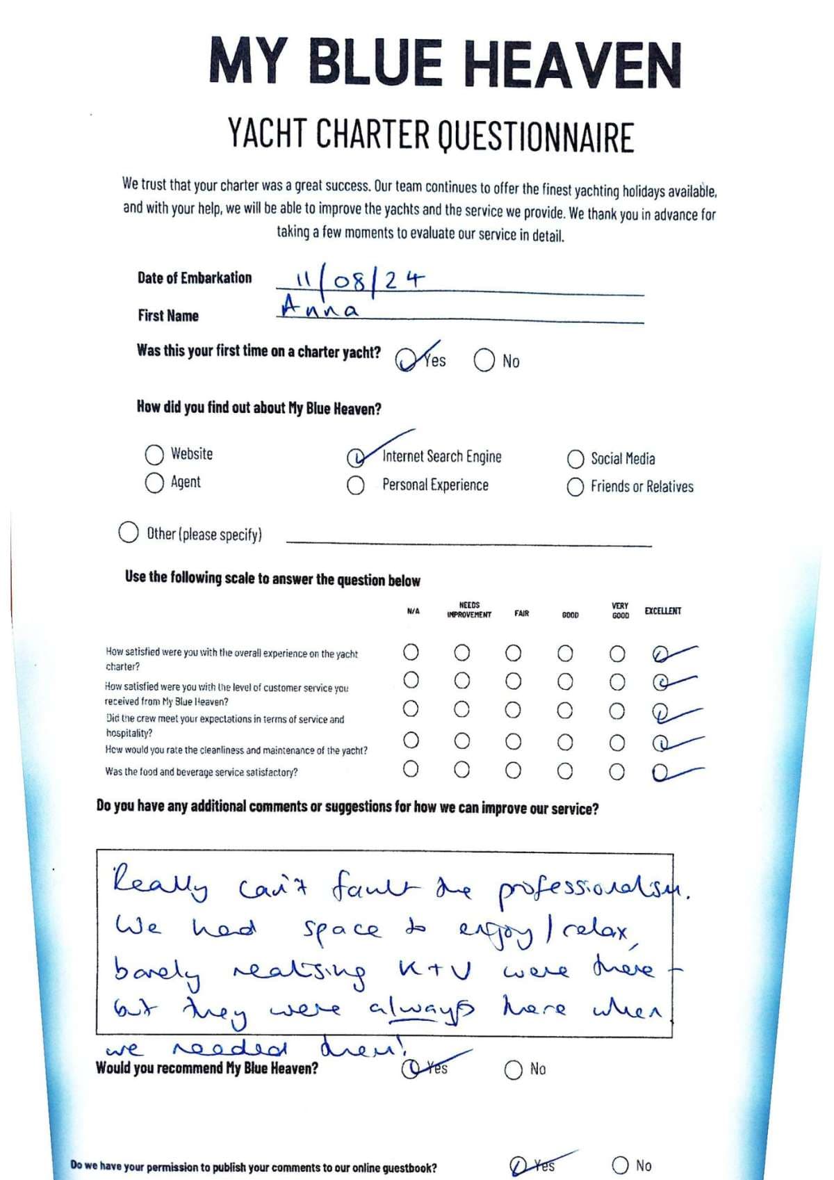 My Blue heaven guest review