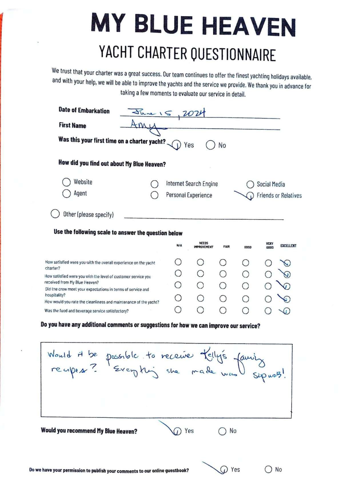 My Blue heaven guest review