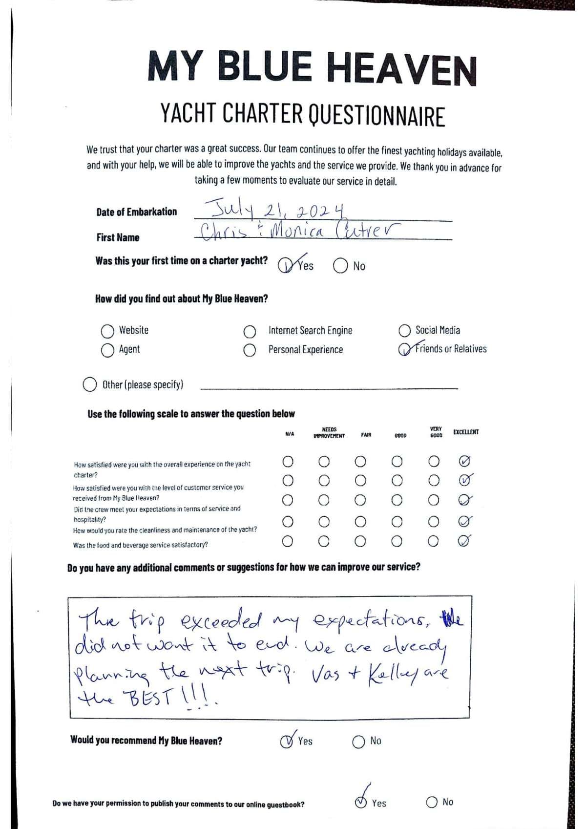 My Blue heaven guest review
