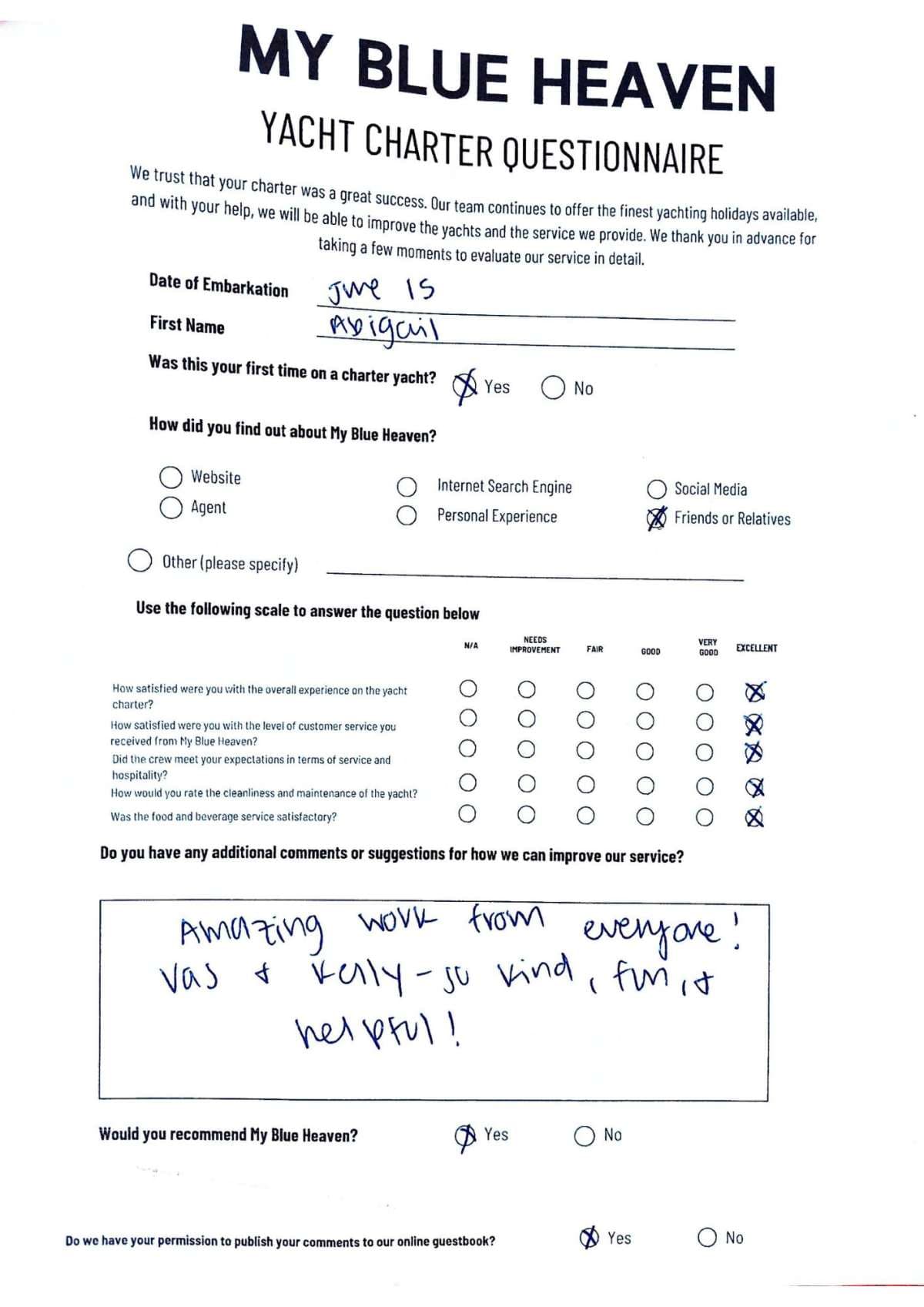 My Blue heaven guest review