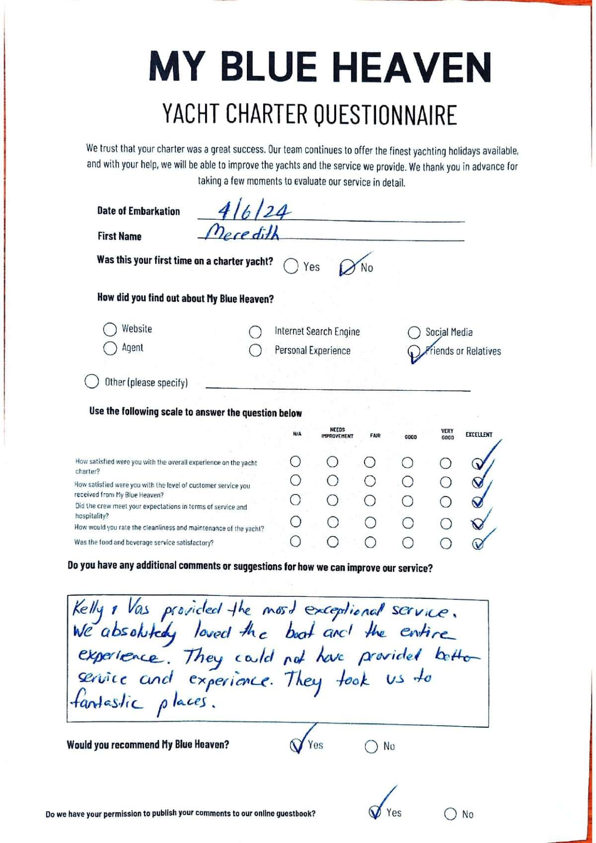 My Blue heaven guest review
