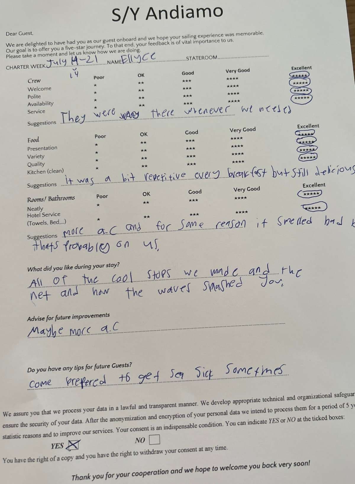 ANDIAMO guest review