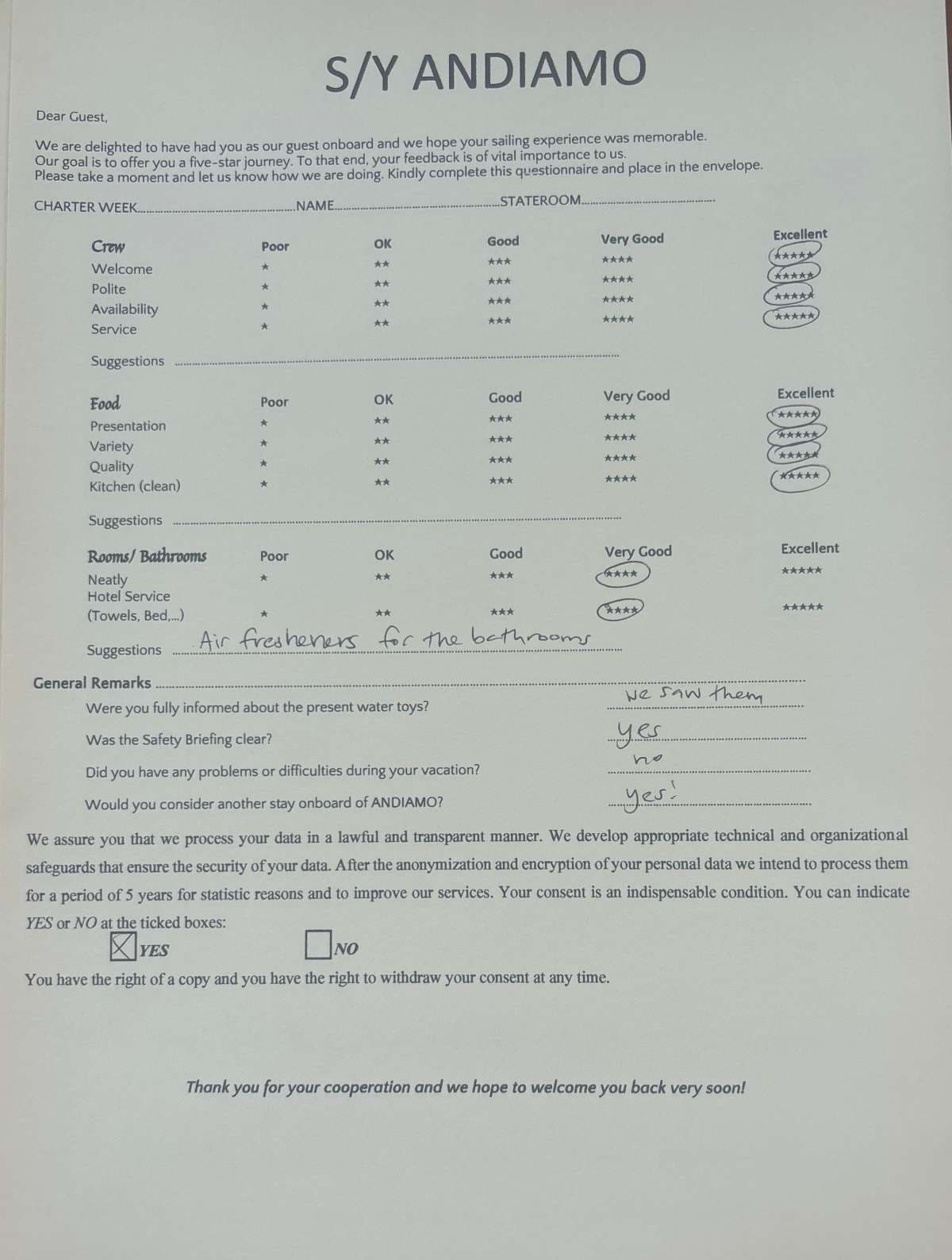 ANDIAMO guest review