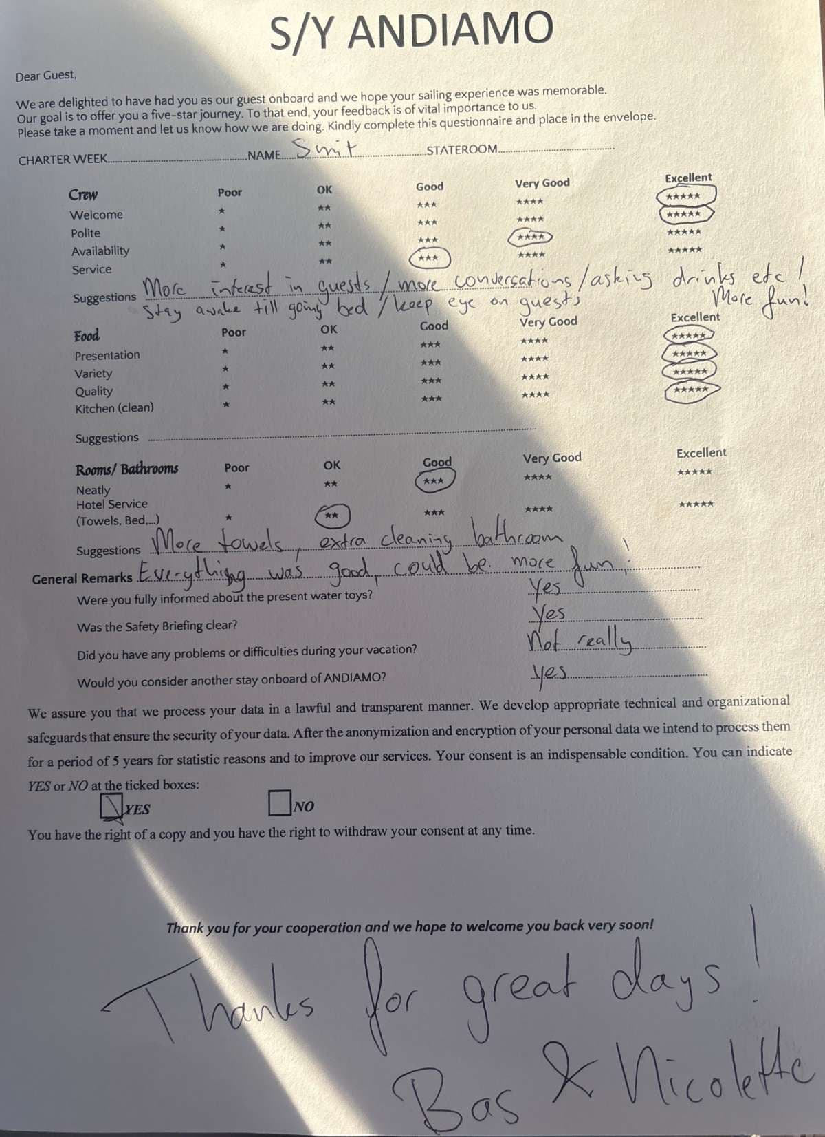 ANDIAMO guest review