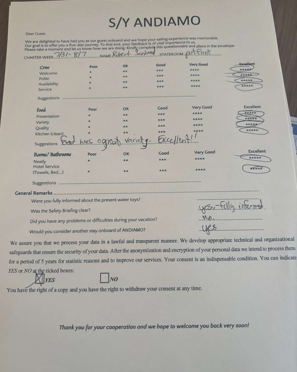 ANDIAMO guest review