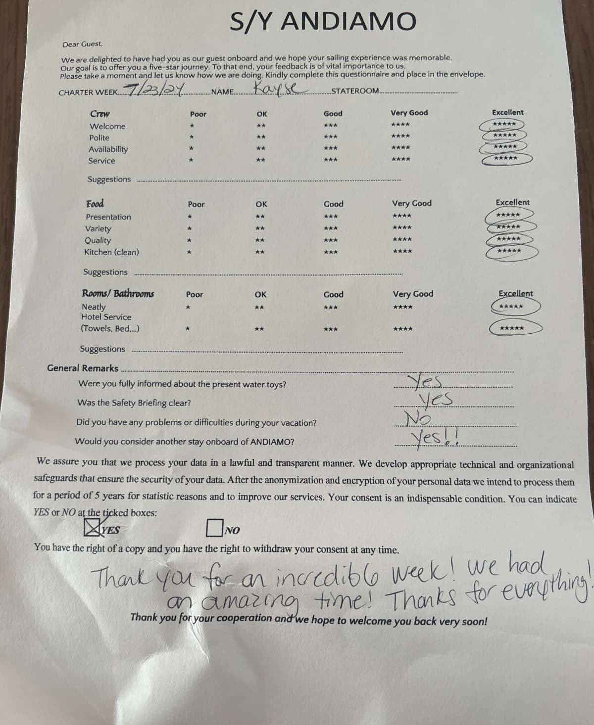 ANDIAMO guest review