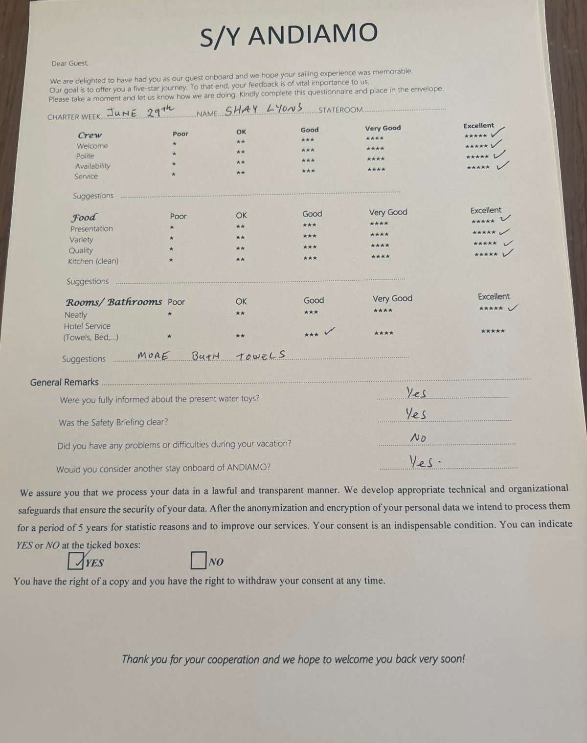 ANDIAMO guest review