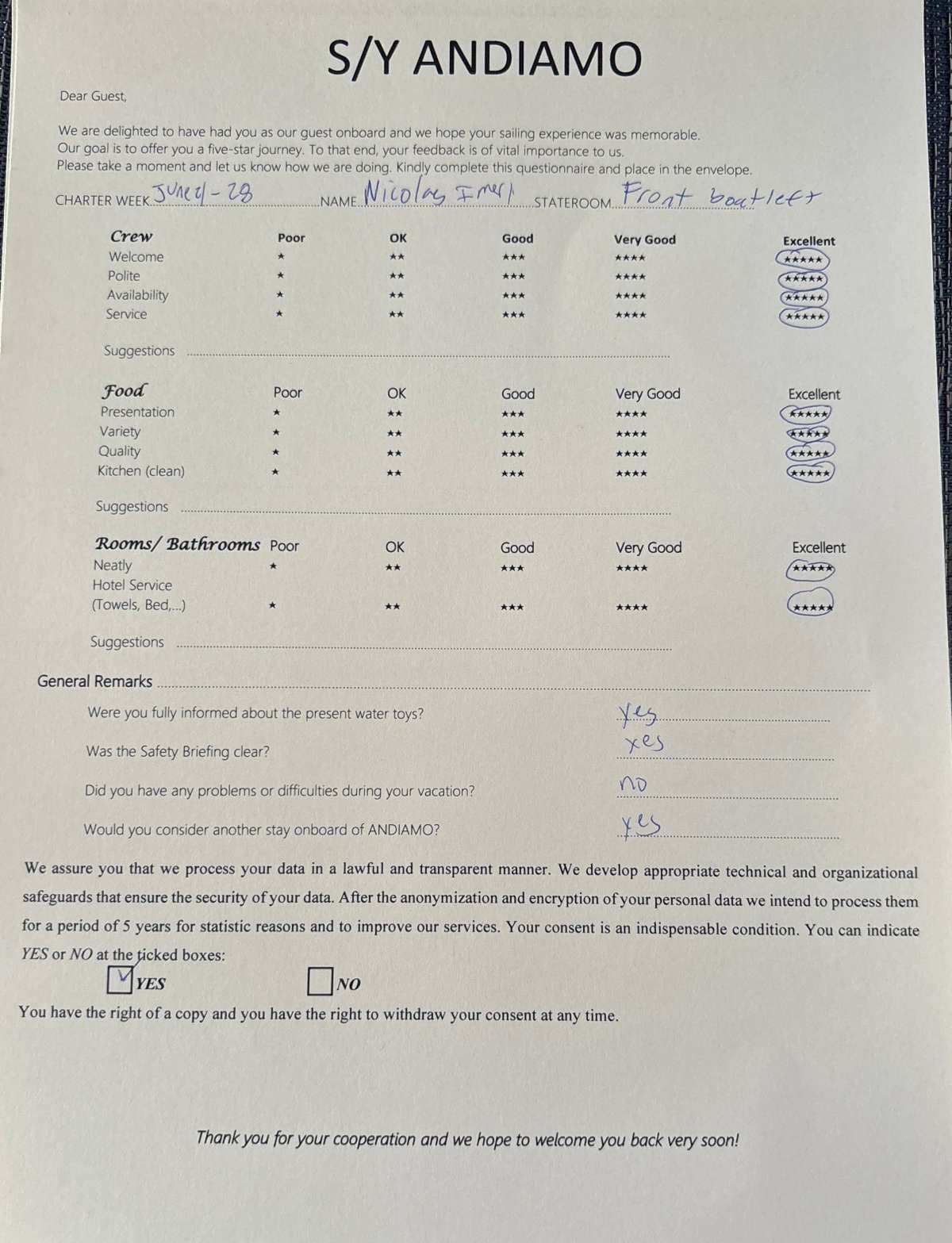 ANDIAMO guest review