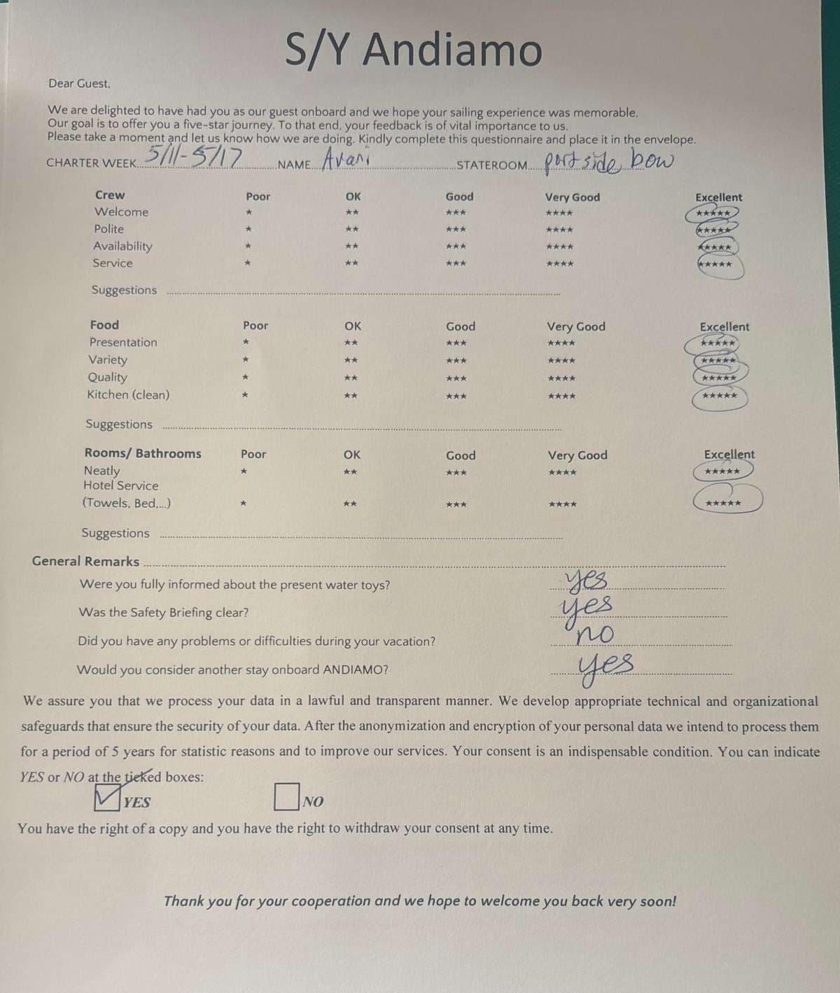 ANDIAMO guest review