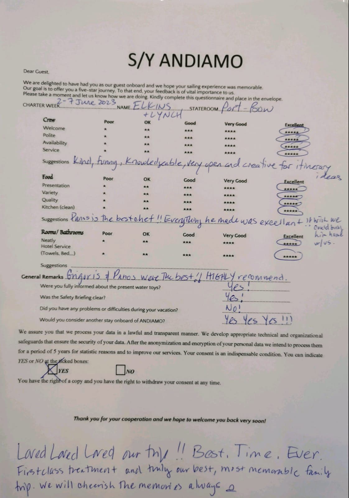 ANDIAMO guest review