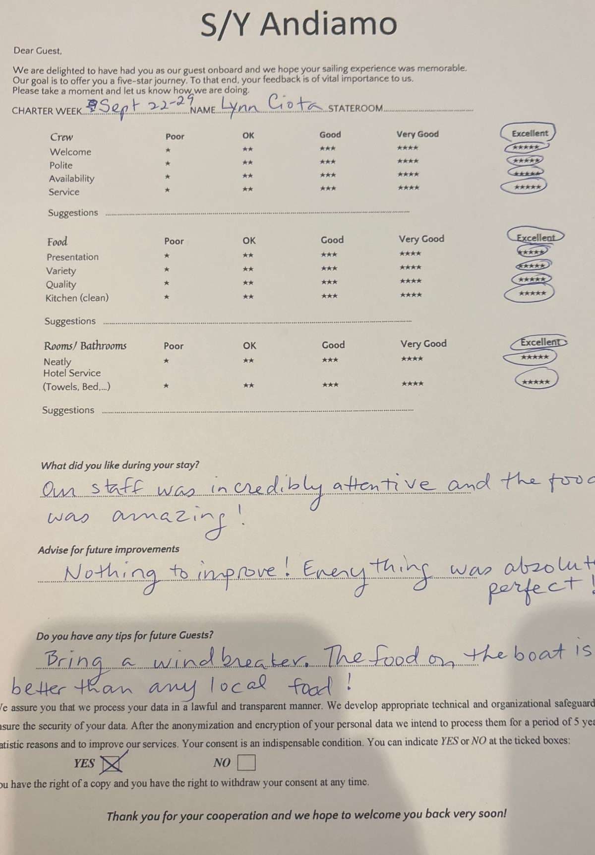 ANDIAMO guest review
