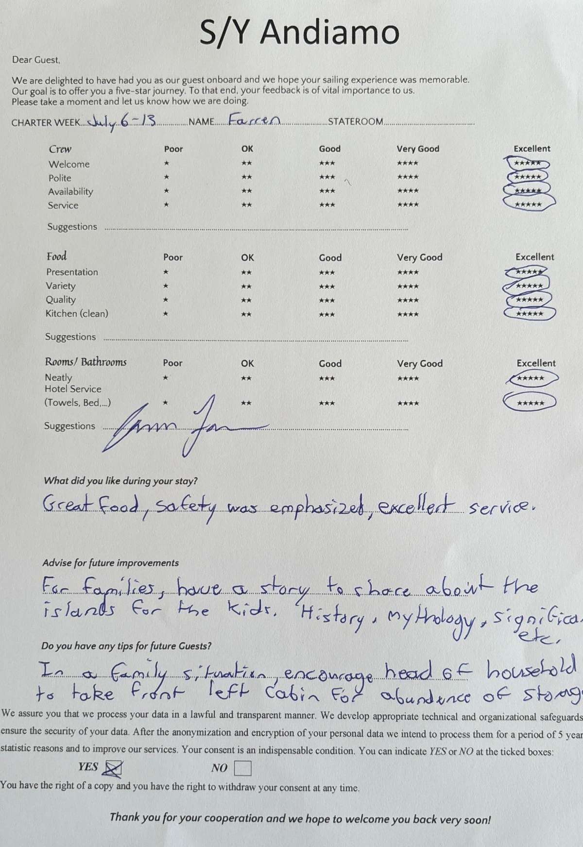 ANDIAMO guest review