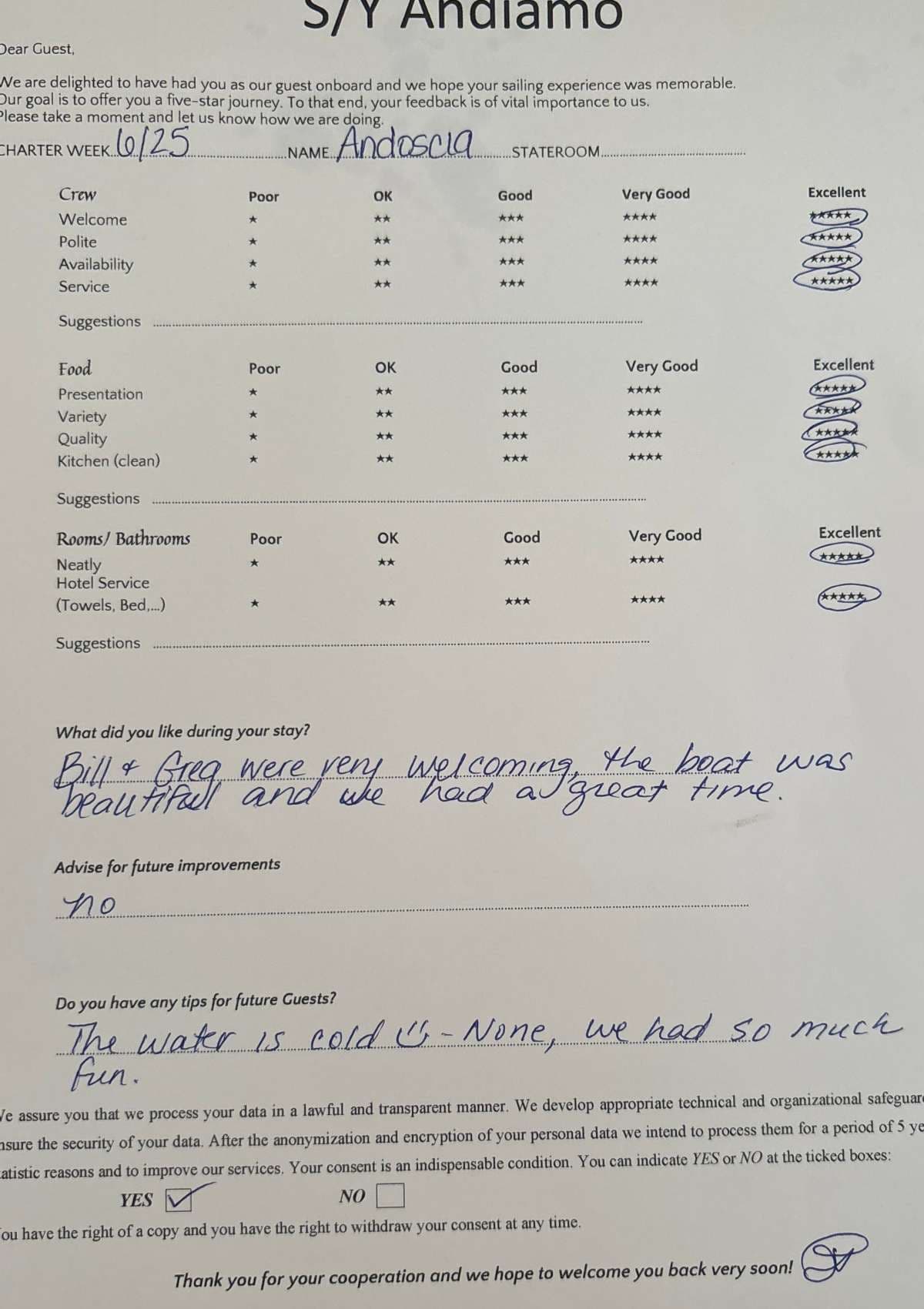 ANDIAMO guest review