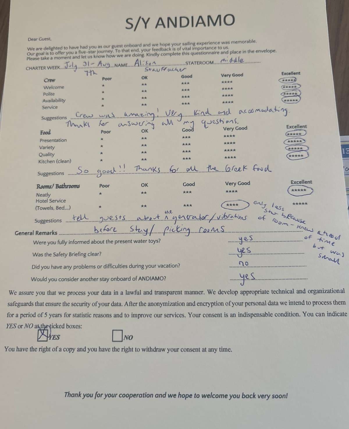 ANDIAMO guest review