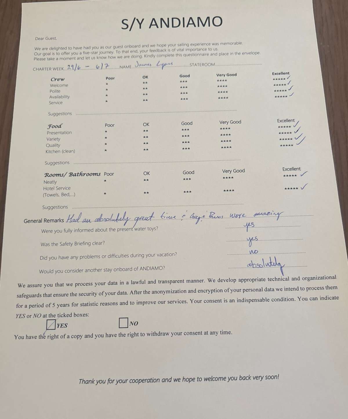 ANDIAMO guest review
