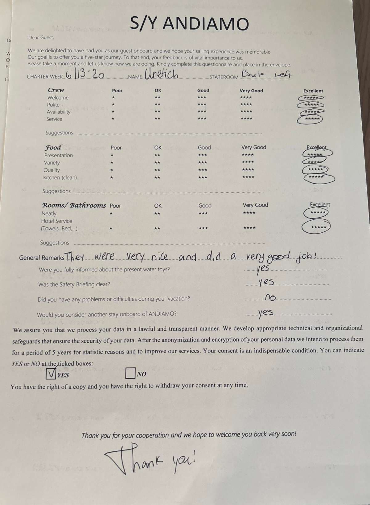 ANDIAMO guest review