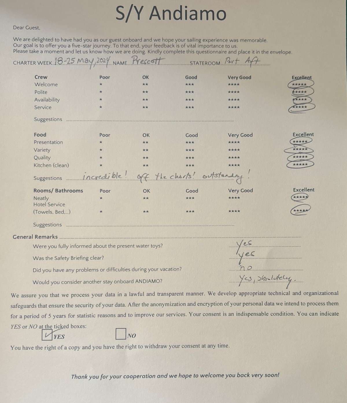 ANDIAMO guest review