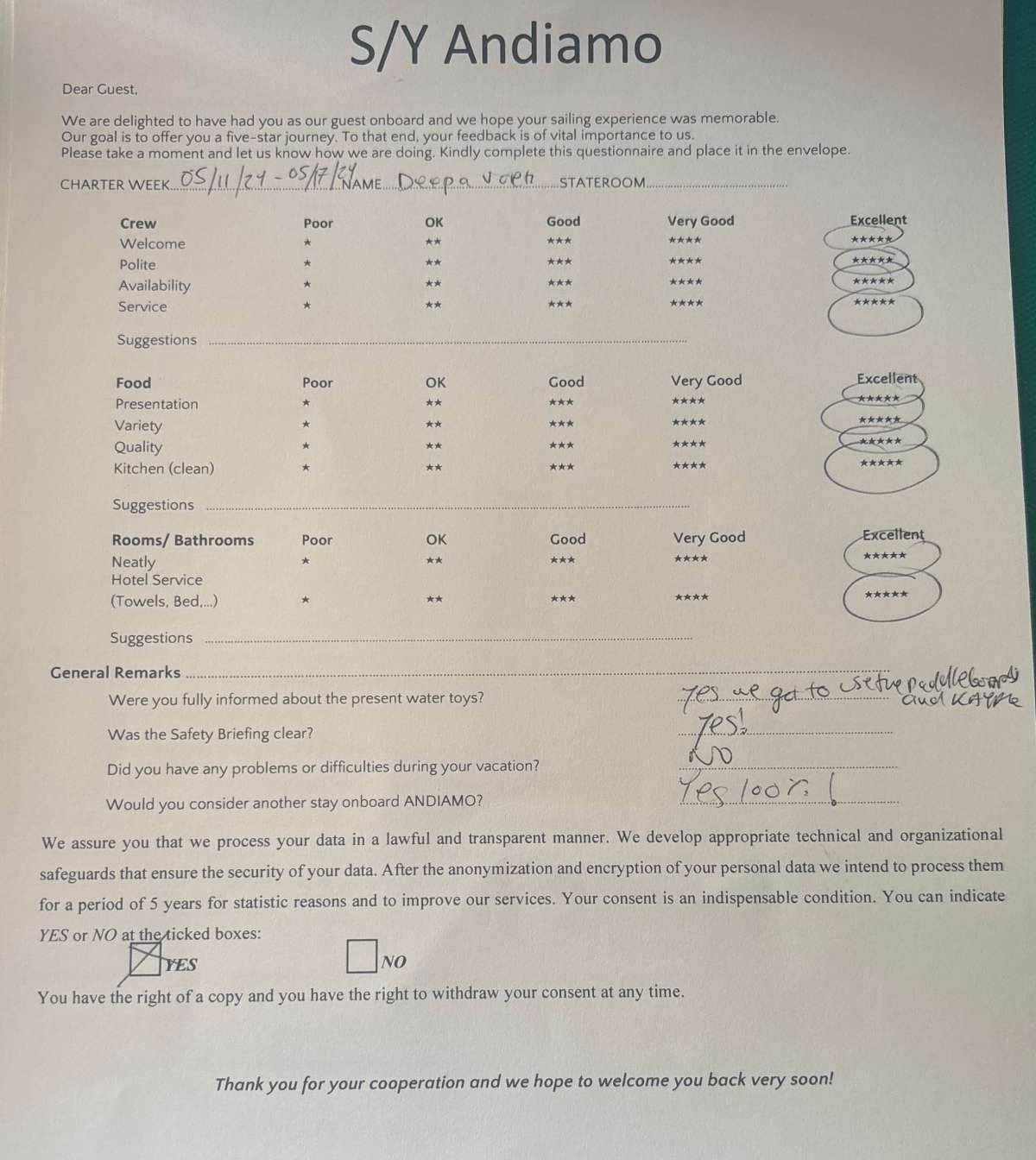 ANDIAMO guest review