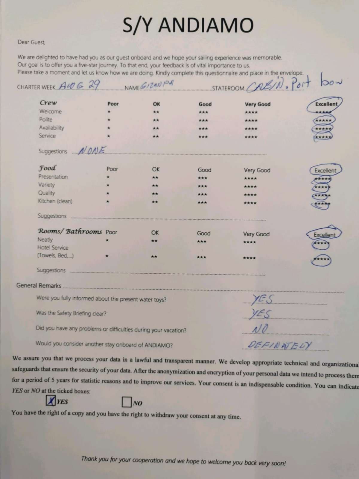 ANDIAMO guest review