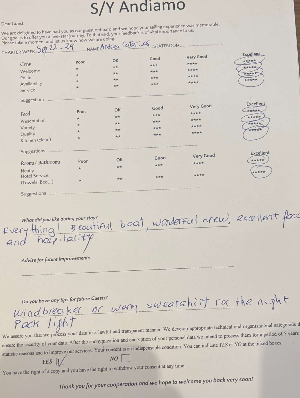 ANDIAMO guest review