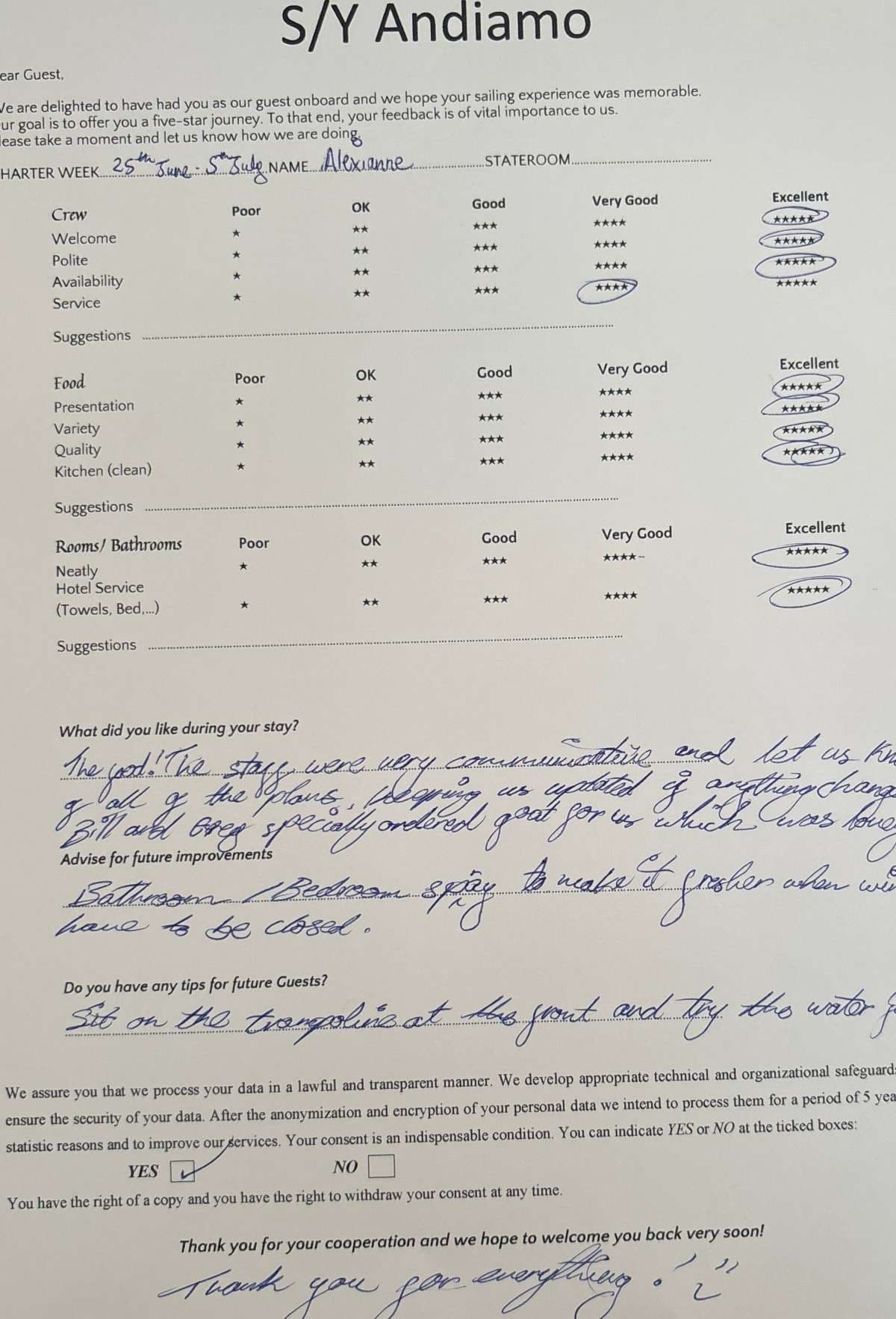 ANDIAMO guest review