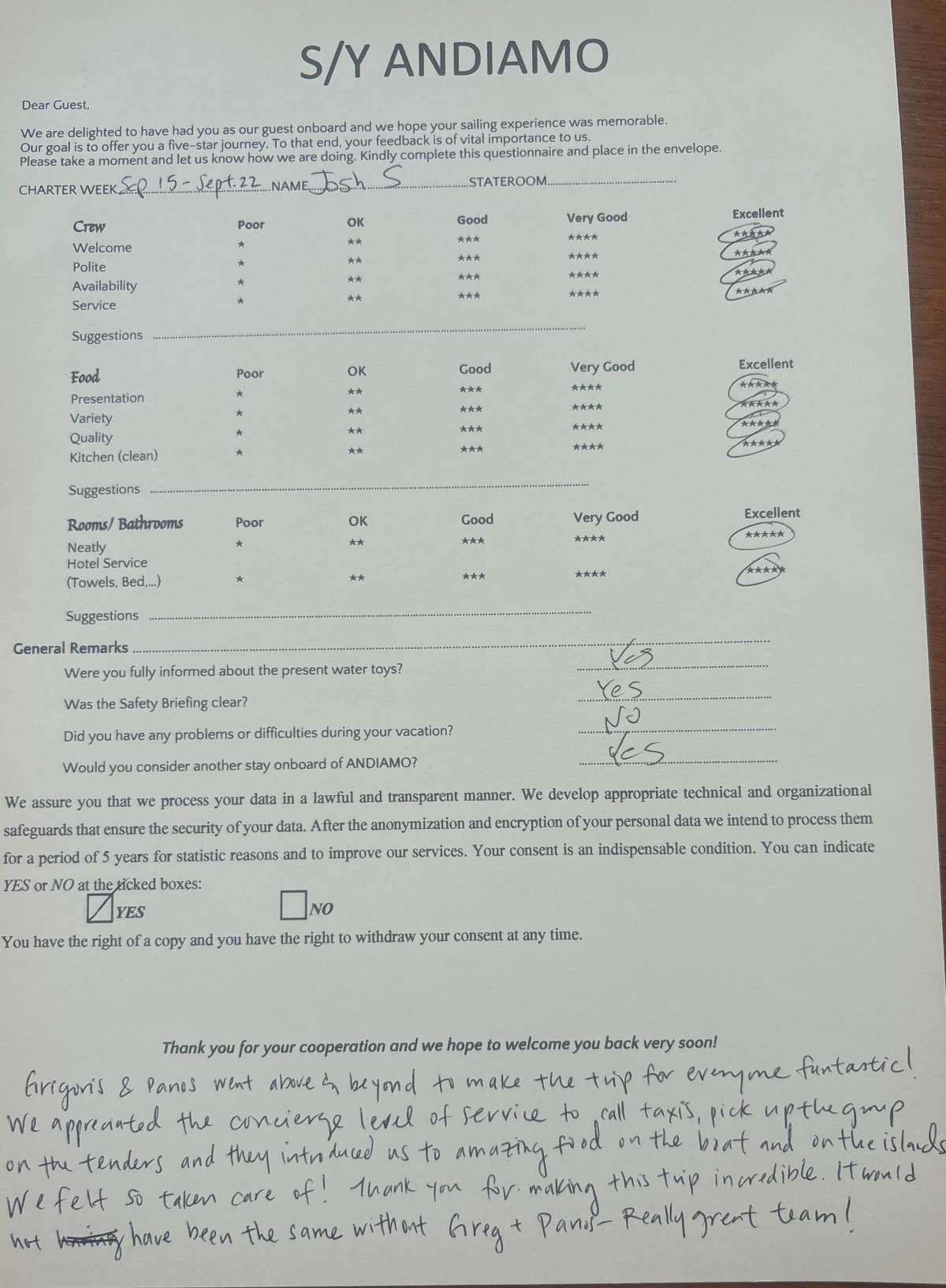 ANDIAMO guest review