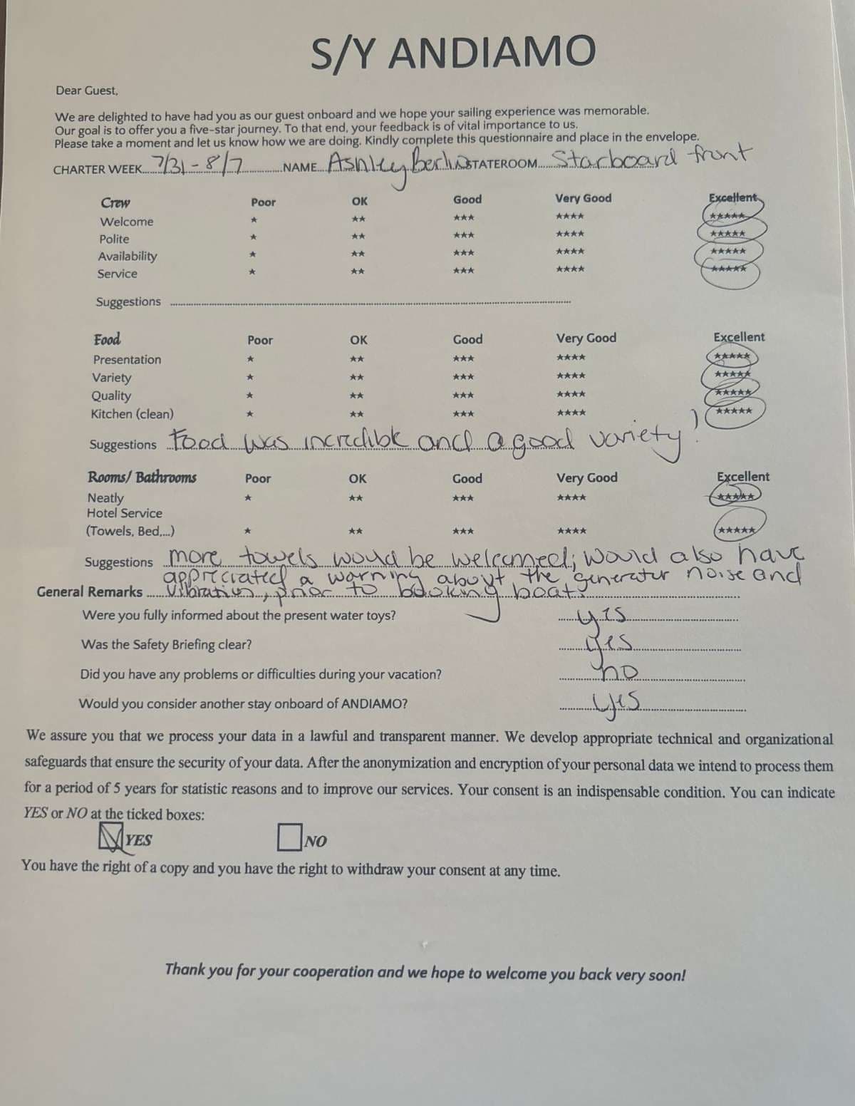 ANDIAMO guest review