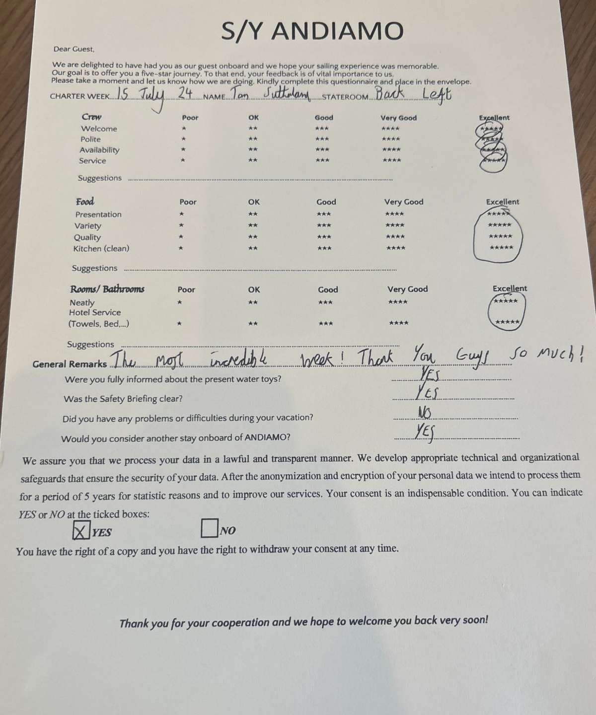 ANDIAMO guest review