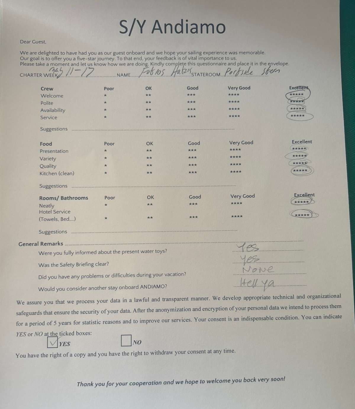 ANDIAMO guest review