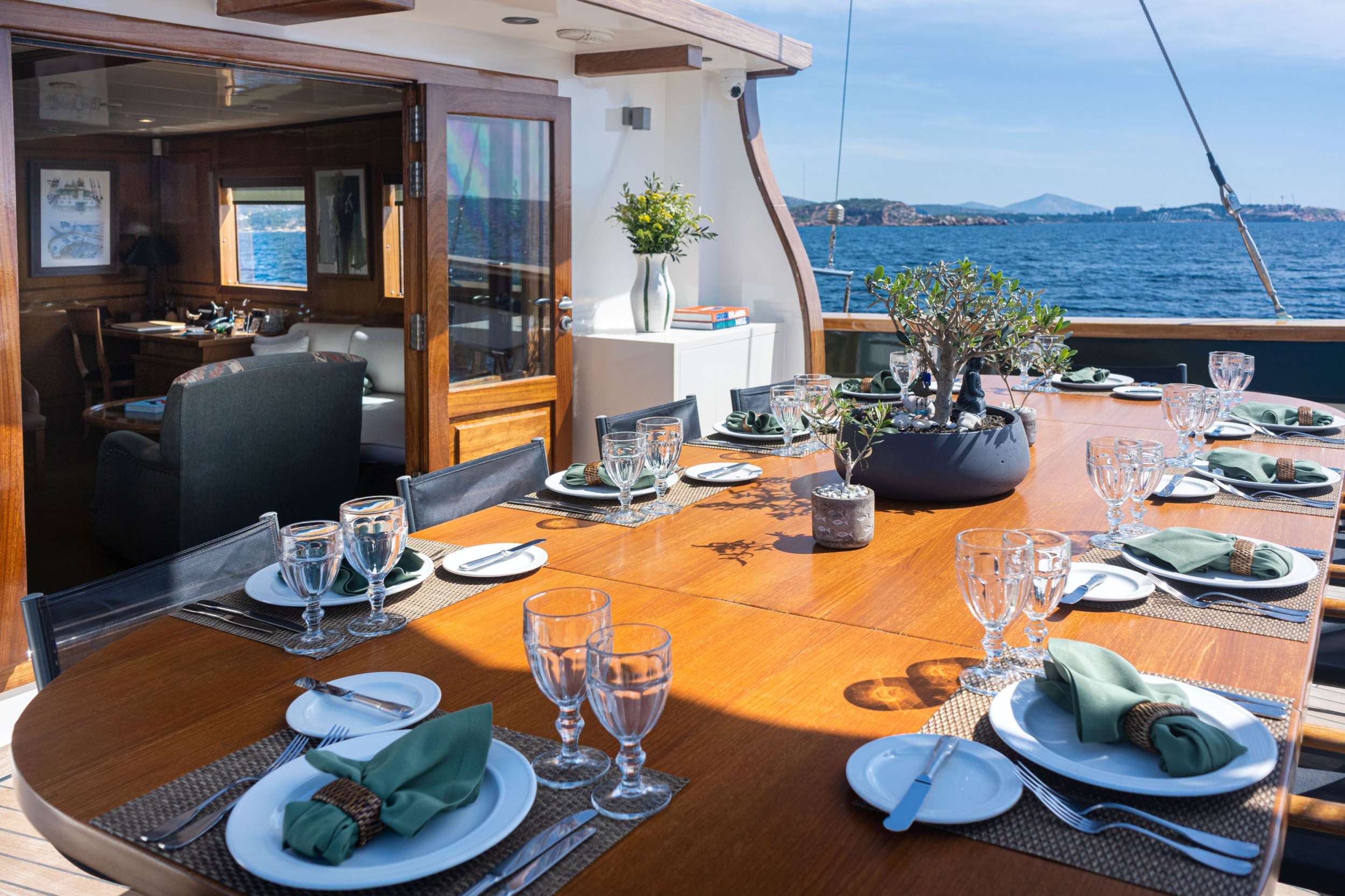 Aft deck dining area