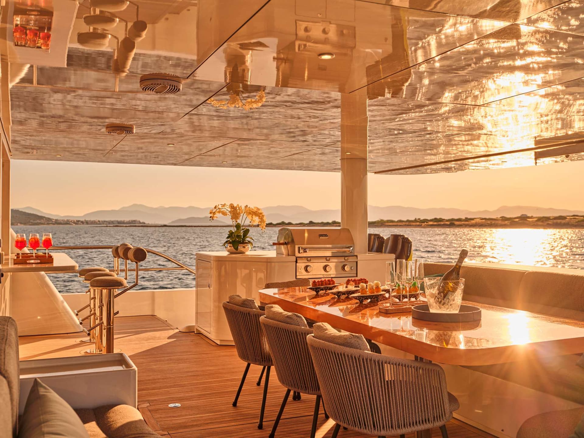 Aft deck dining table
