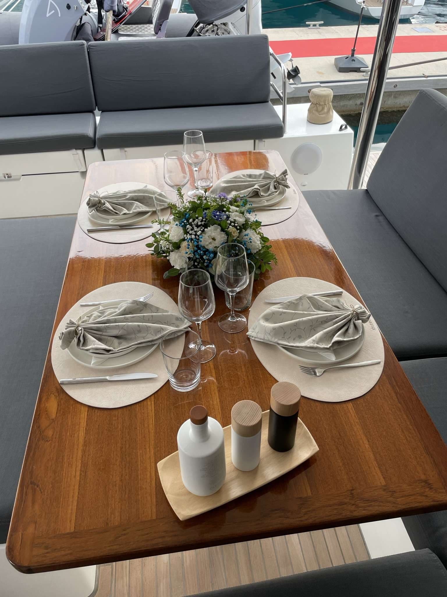 Aft deck dining area