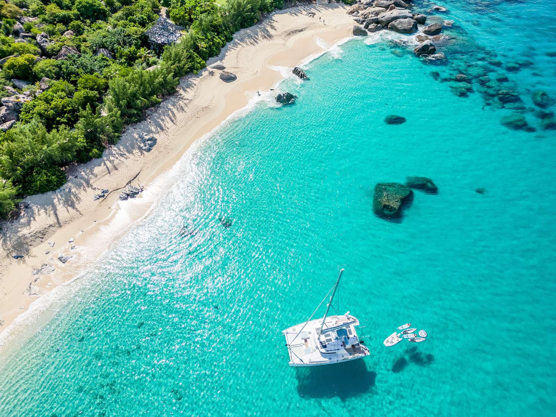 Gambit anchored in a peaceful BVI bay.