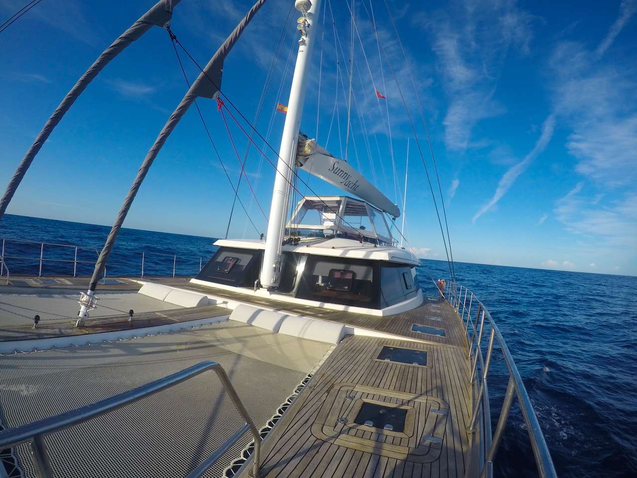 SUNNYACHT's huge foredeck and tramps