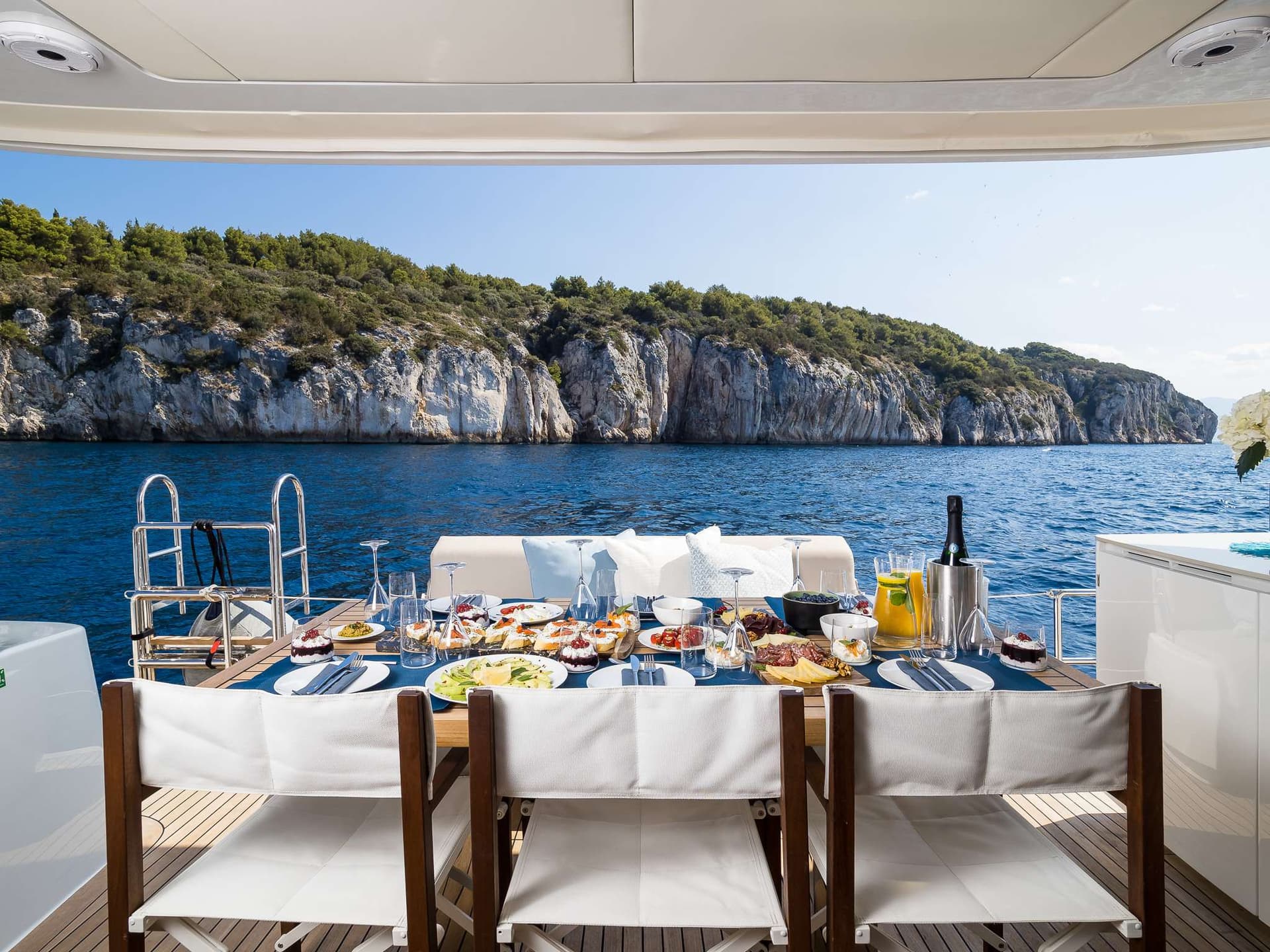 Main dinning area is in cockpit