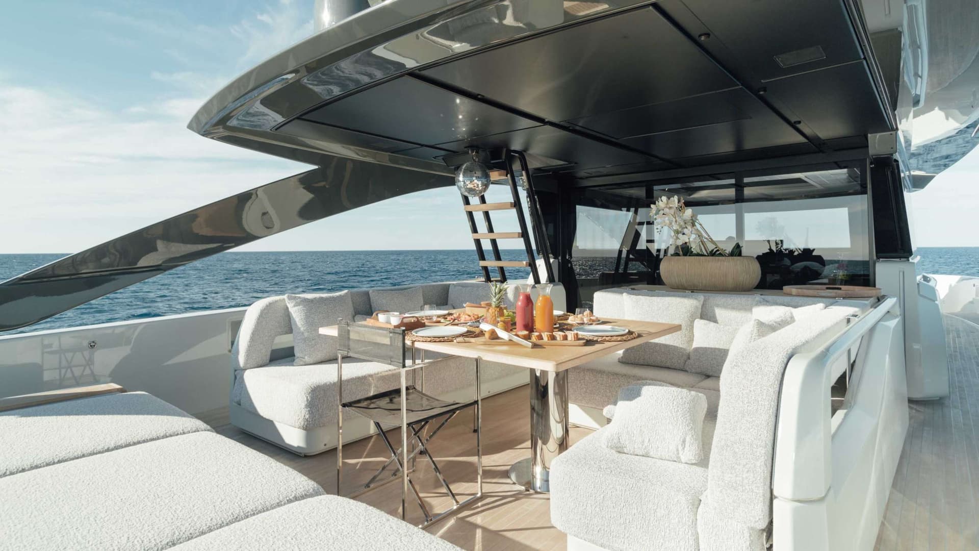 Bridge deck dining looking forward