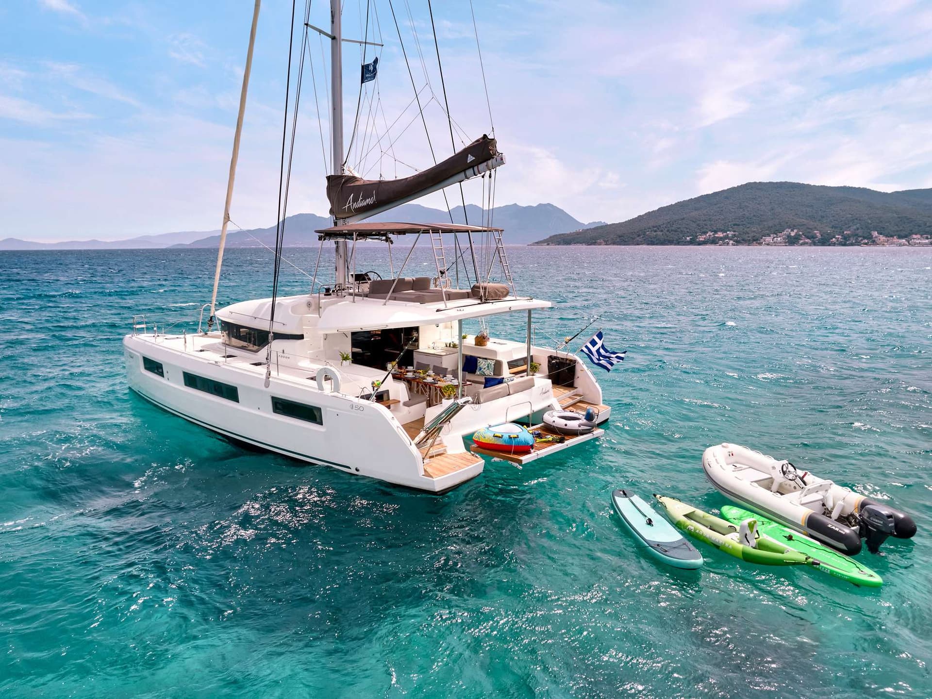 Aft deck with water toys