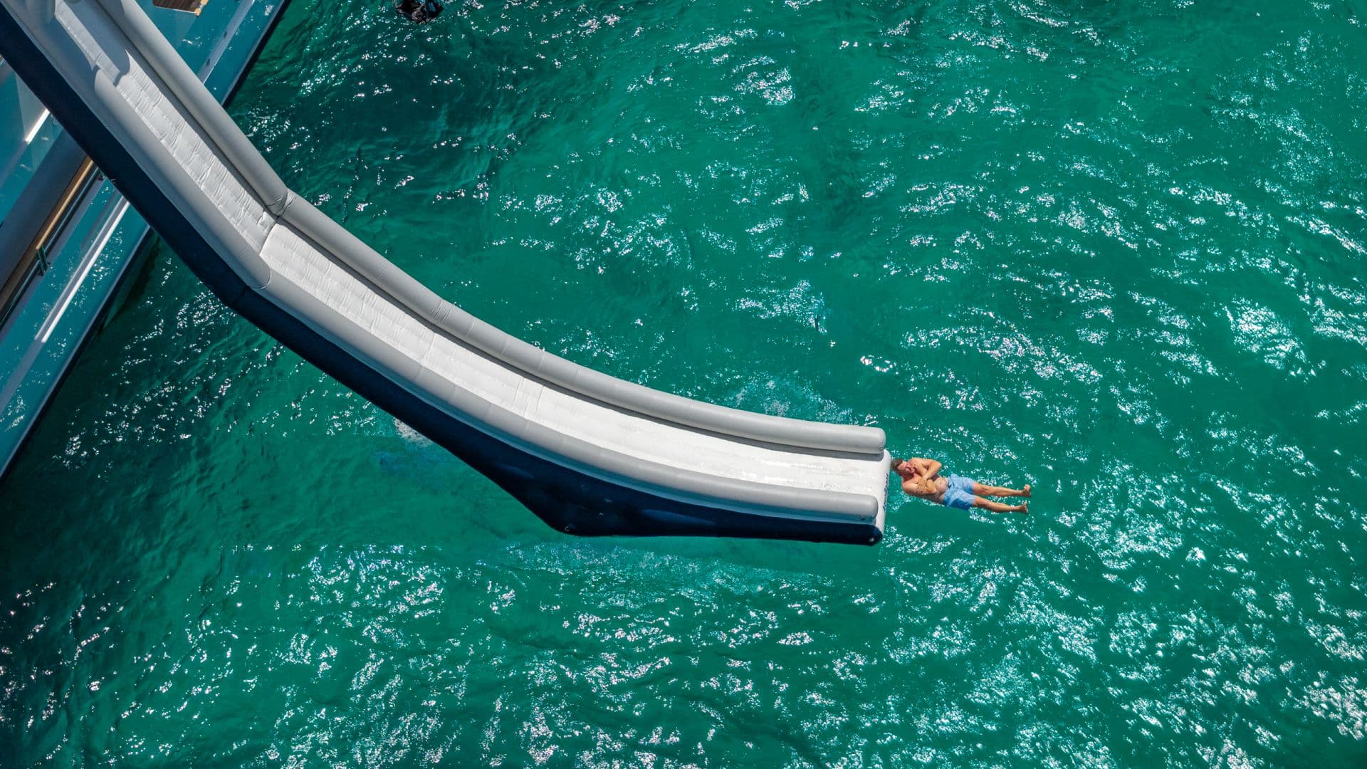 Inflatable waterslide (sundeck deployment)