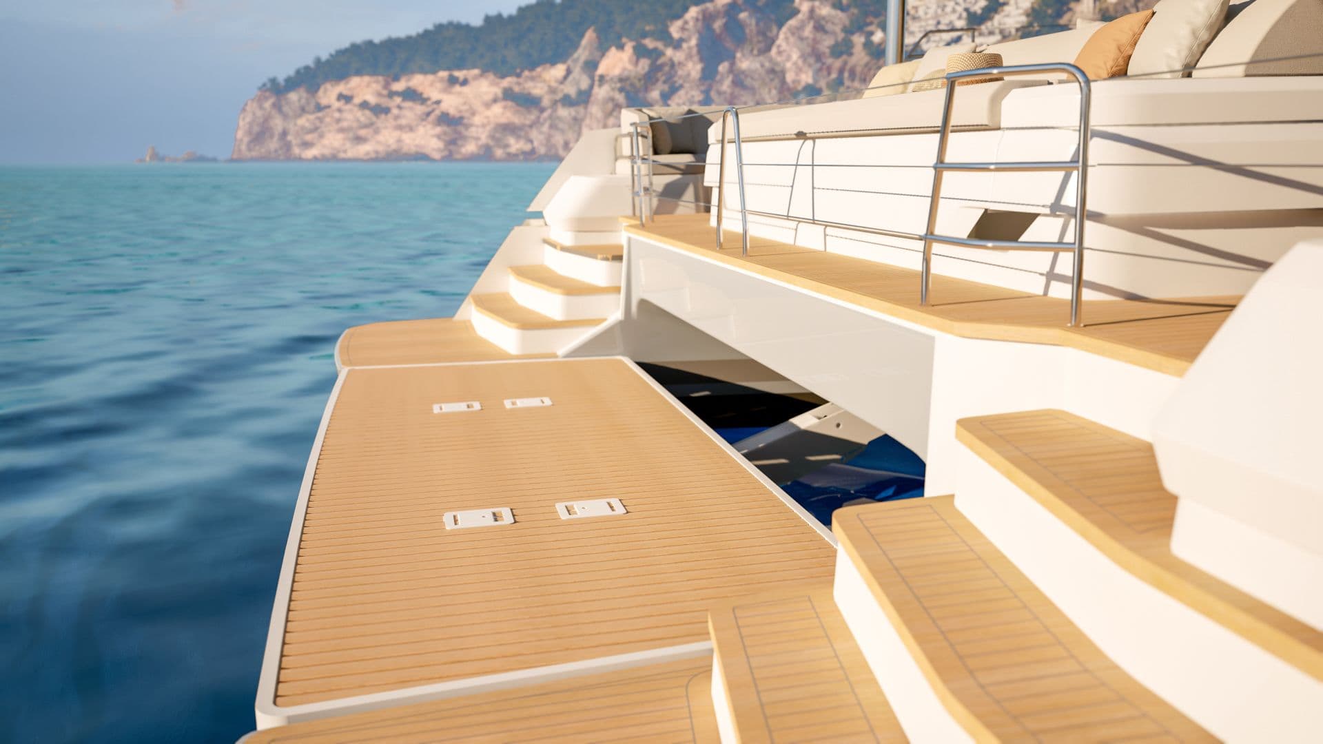 Aft deck swimming platform