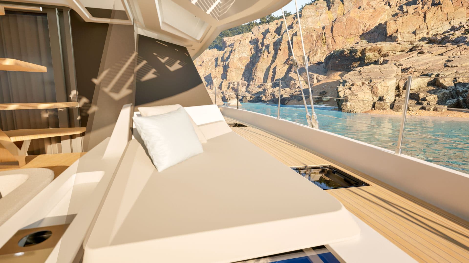 Aft deck sunbed